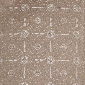 Voeringstof Jacquard Dartborden en pijlen – grijs/goud, 