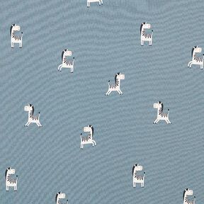 Katoenjersey Grappige zebra – blauwgrijs, 