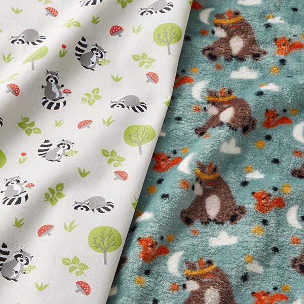 Wellnessfleece Doubleface Beer met veren – lichtgrijs/donkerbruin, image number 5