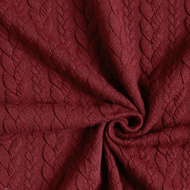 Jerseyjacquard cloqué kabelsteekpatroon – bordeauxrood,  image number 3