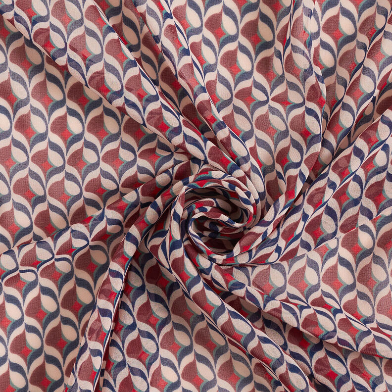 Chiffon retropatroon – wit/donkerrood, image number 4