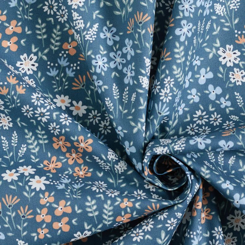 Gecoate katoen kleurrijke bloemenweide – licht jeansblauw/lichtblauw,  image number 4