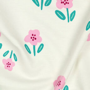 French Terry sommersweat Bloemen| by Poppy – ecru/roze, 