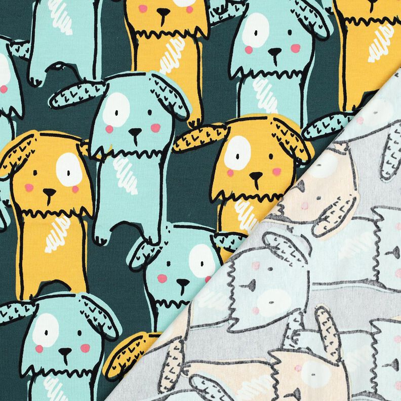 Katoenjersey Honden met hangoren | Poppy Fabrics – donkergroen, image number 4