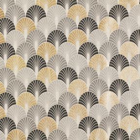 Decostof Half panama premium bogen gouden print – zwart/goud, 