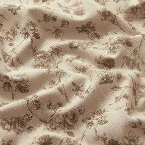 Katoenen stof  antieke rozen – licht taupe/duingeel, 