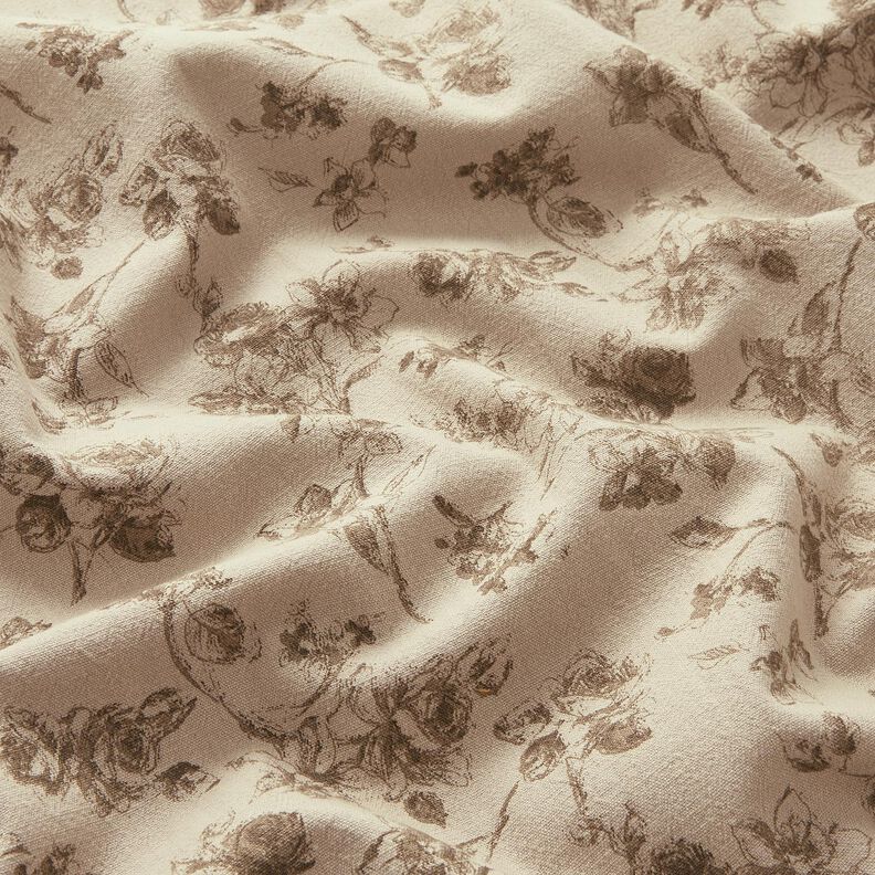 Katoenen stof antieke rozen – licht taupe/duingeel, image number 2