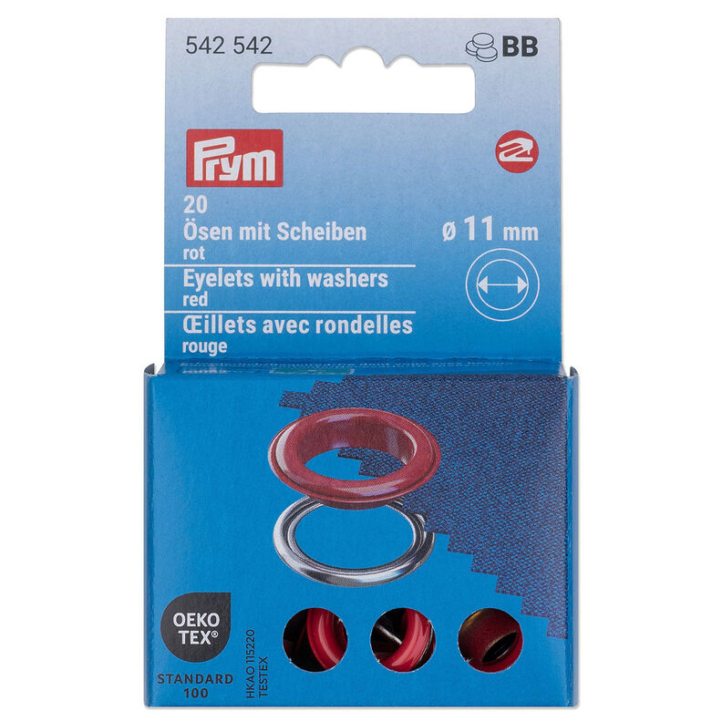 Oogjes met sluitringen [20 stuks | Ø 11 mm] | Prym – rood/zilver metallic,  image number 1