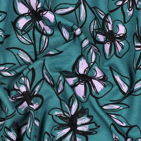 Romaniet jersey Bloemen – petroleum/lila, 