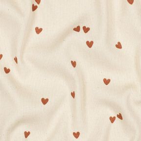 Ribjersey verspreide harten | Poppy Fabrics – lichtbeige/bruin, 
