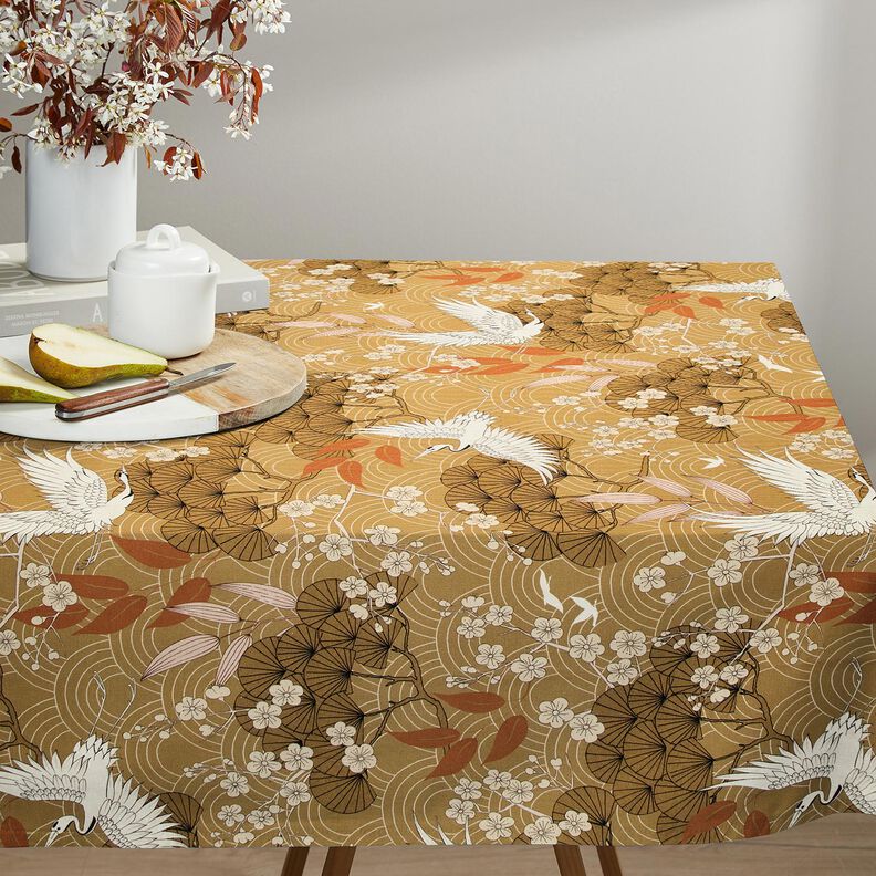 Decostof Canvas artistieke kranen – mosterd/ivoor,  image number 7