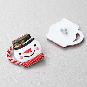 Knoop met oogje Sneeuwpop [25 mm] – wit/rood, 