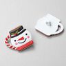 Knoop met oogje Sneeuwpop [25 mm] – wit/rood,  thumbnail number 1