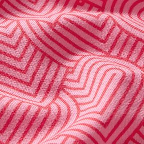 French Terry sommersweat Overlappende harten – roze/vuurrood, 
