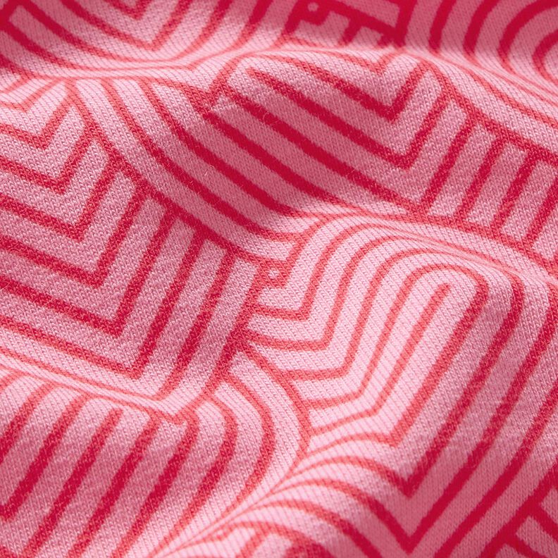 French Terry sommersweat Overlappende harten – roze/vuurrood,  image number 2