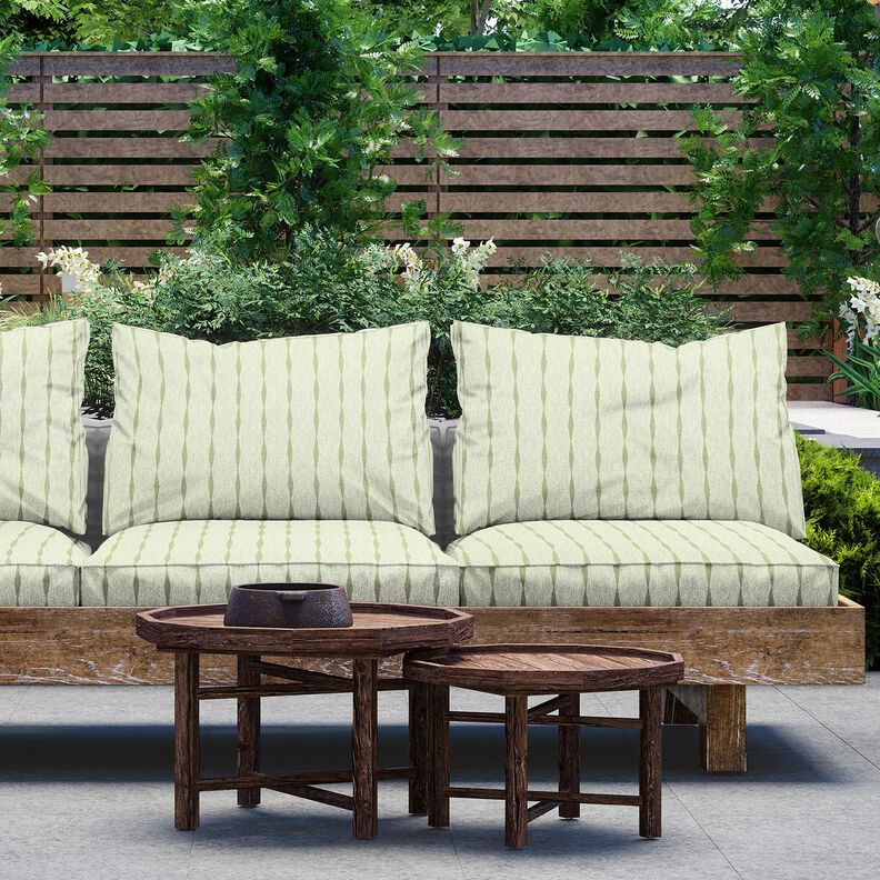 Outdoorstof Canvas Golvende strepen – lichtolijf/lichtbeige,  image number 5