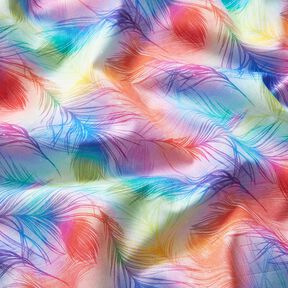Katoenpopeline Regenboog veren Digitaal printen – koningsblauw/kleurenmix, 
