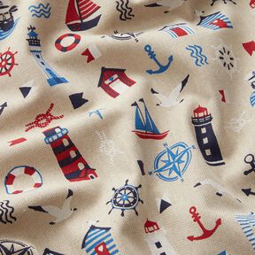 Decostof Half panama maritieme klassiekers – natuur/marineblauw, 