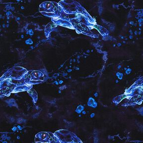 French Terry sommersweat Schildpad | Glitzerpüppi – zwart blauw/koningsblauw, 