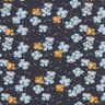Katoenjersey Schattige bloemetjes – zwart blauw,  thumbnail number 1