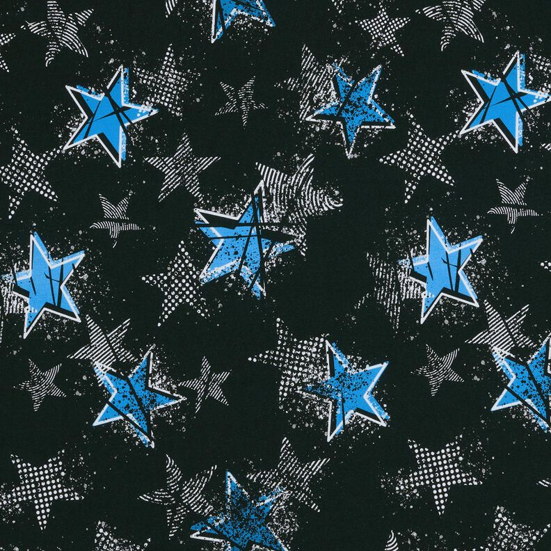 French Terry sommersweat Stervariaties | Glitzerpüppi – zwart/blauw,  image number 1