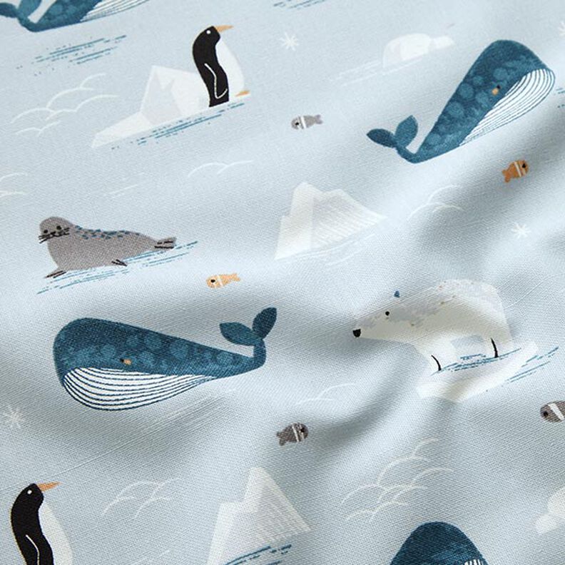 Decostof Half panama Dieren in ijs – babyblauw/wit,  image number 2
