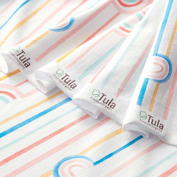 GOTS Katoenjersey Aquarel regenboog | Tula – wit, image number 9