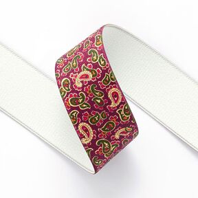 Elastiek paisley [ 3,5 cm ] – framboos/groen, 