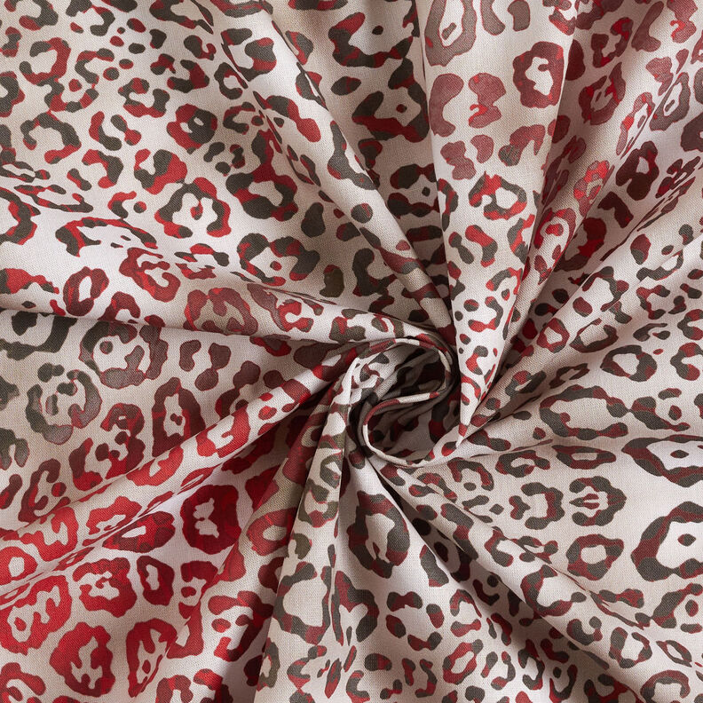 GOTS Katoenpopeline Luipaardpatroon | TCC x LOOKS by Wolfgang Joop – karmijnrood/licht taupe,  image number 5