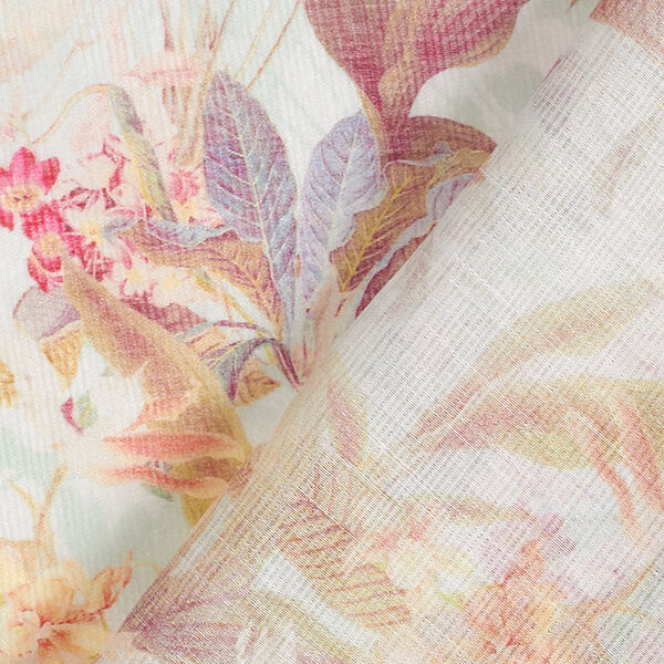 Viscose-zijde-mix romantische bloemen – wit, image number 4