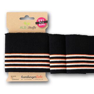 GOTS Boordstof CUFF ME COLLEGE [ 140 cm | 7 cm ] | Albstoffe – zwart/oranje, 