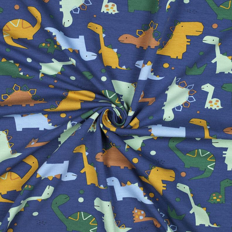 Sommersweat Dino's | Poppy Fabrics – indigo/lichtblauw,  image number 3