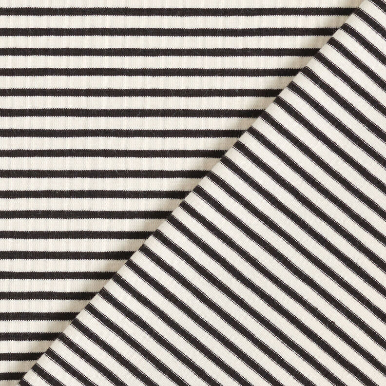 Katoenjersey smalle strepen – creme/zwart,  image number 4