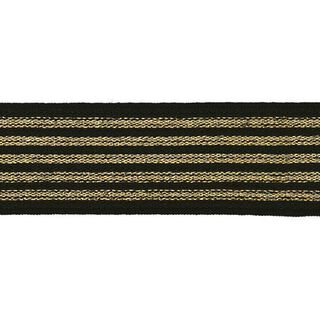 Gestreepte elastiek [ Breedte: 25 mm ] – zwart/goud, 