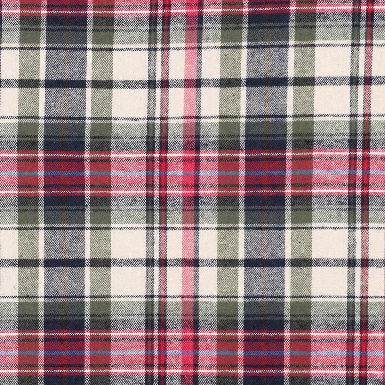 Katoenflanel Ruit | Poppy Fabrics – olijf/rood,  image number 1