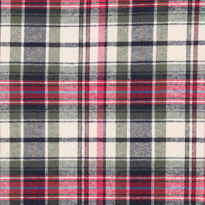 Katoenflanel Ruit | Poppy Fabrics – olijf/rood, image number 1