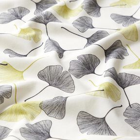 Katoenjersey Gingko-bladeren &ndash; ecru/zachtgroen, 