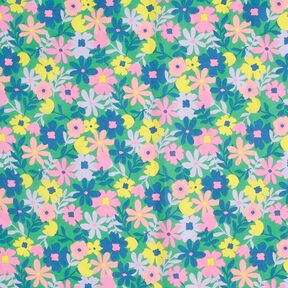 Gecoate katoen Pastelbloemen | Poppy Fabrics – grasgroen/roze, 