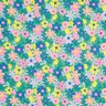Gecoate katoen Pastelbloemen | Poppy Fabrics – grasgroen/roze,  thumbnail number 1
