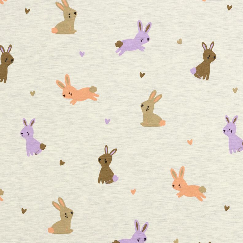 Katoenjersey Konijntjes en harten | Poppy Fabrics – ecru,  image number 1