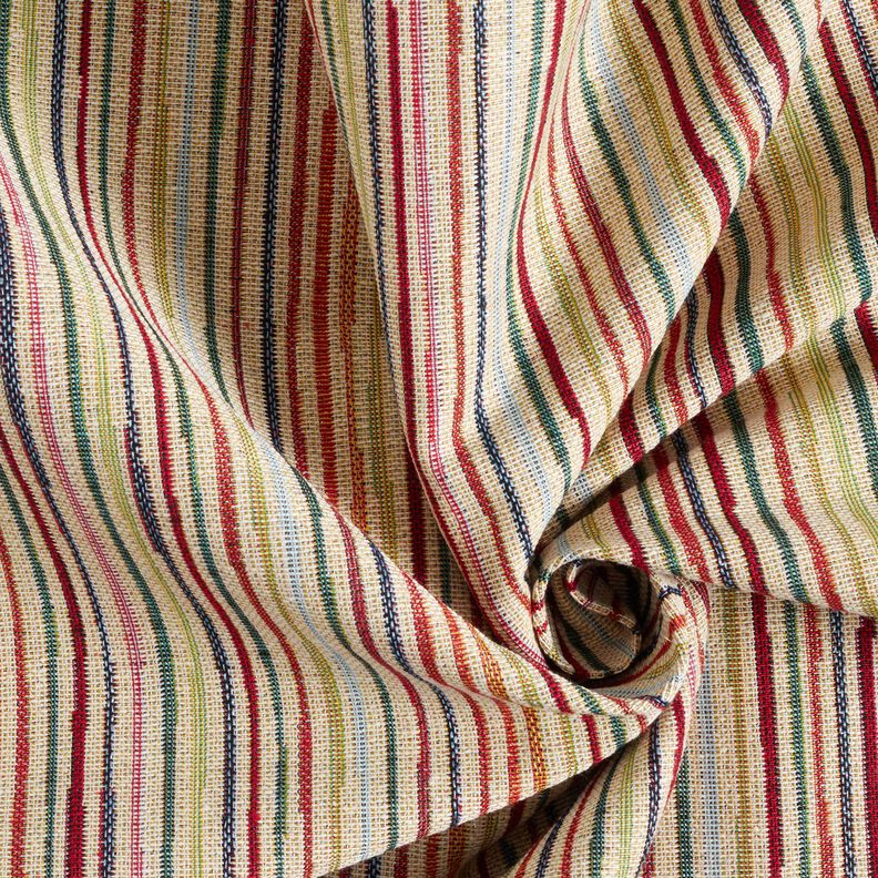 Decostof Gobelin felgekleurde strepen – lichtbeige/karmijnrood, image number 3