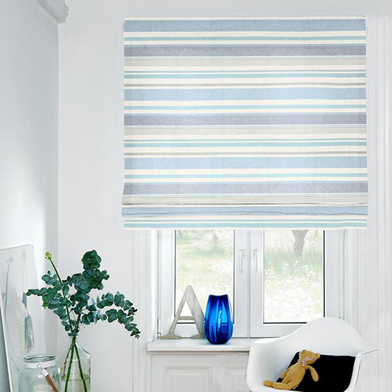Decostof Half panama kleurrijke mix van strepen gerecycled – stralend blauw,  image number 6