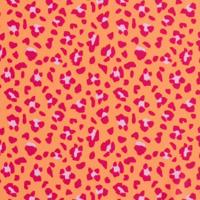 Badpakstof luipaardprint – perzik sinaasappel/intens roze,  image number 1