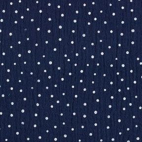 Mousseline/dubbel gehaakte stoffen Stippen – marineblauw/wit, 