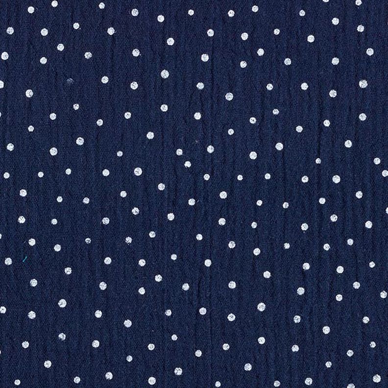 Mousseline/dubbel gehaakte stoffen Stippen – marineblauw/wit, image number 1