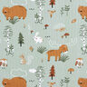 Katoenpopeline Dieren in het bos – pastelgroen,  thumbnail number 1