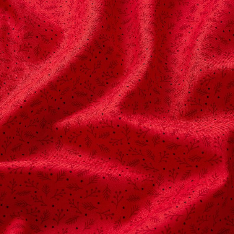 Katoenen stof Popeline Feestelijke takken – donkerrood, image number 2