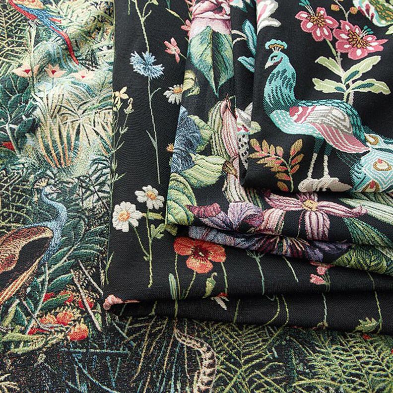 Decostof Gobelin Wilde bloemen – zwart/roos,  image number 5