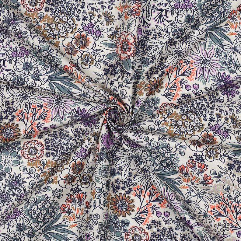 Katoenpopeline Wilde bloemen | Poppy Fabrics – wit, image number 3