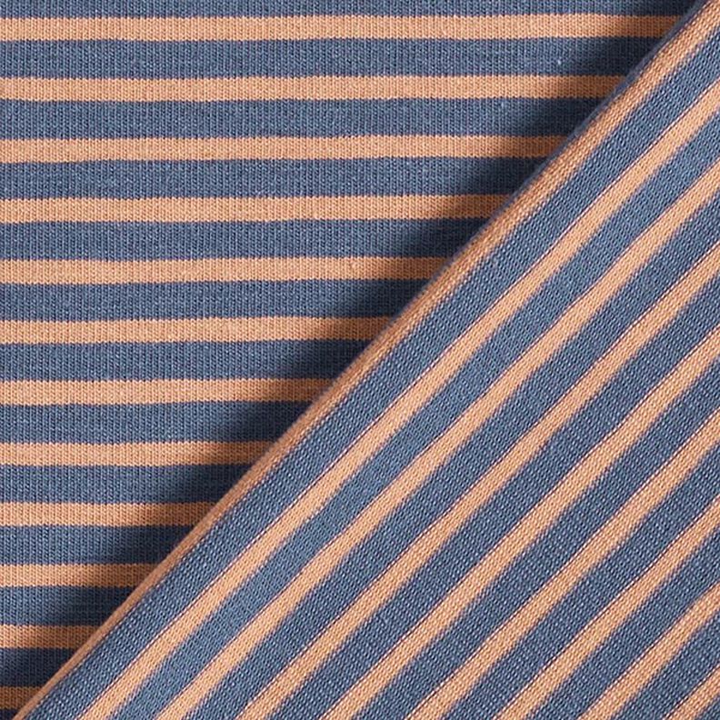 Katoenjersey smalle strepen – koper/jeansblauw,  image number 4